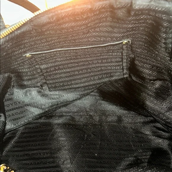 Prada Black Nylon Large Tote Bag with Leather Trim & Strap - Picture 14 of 17